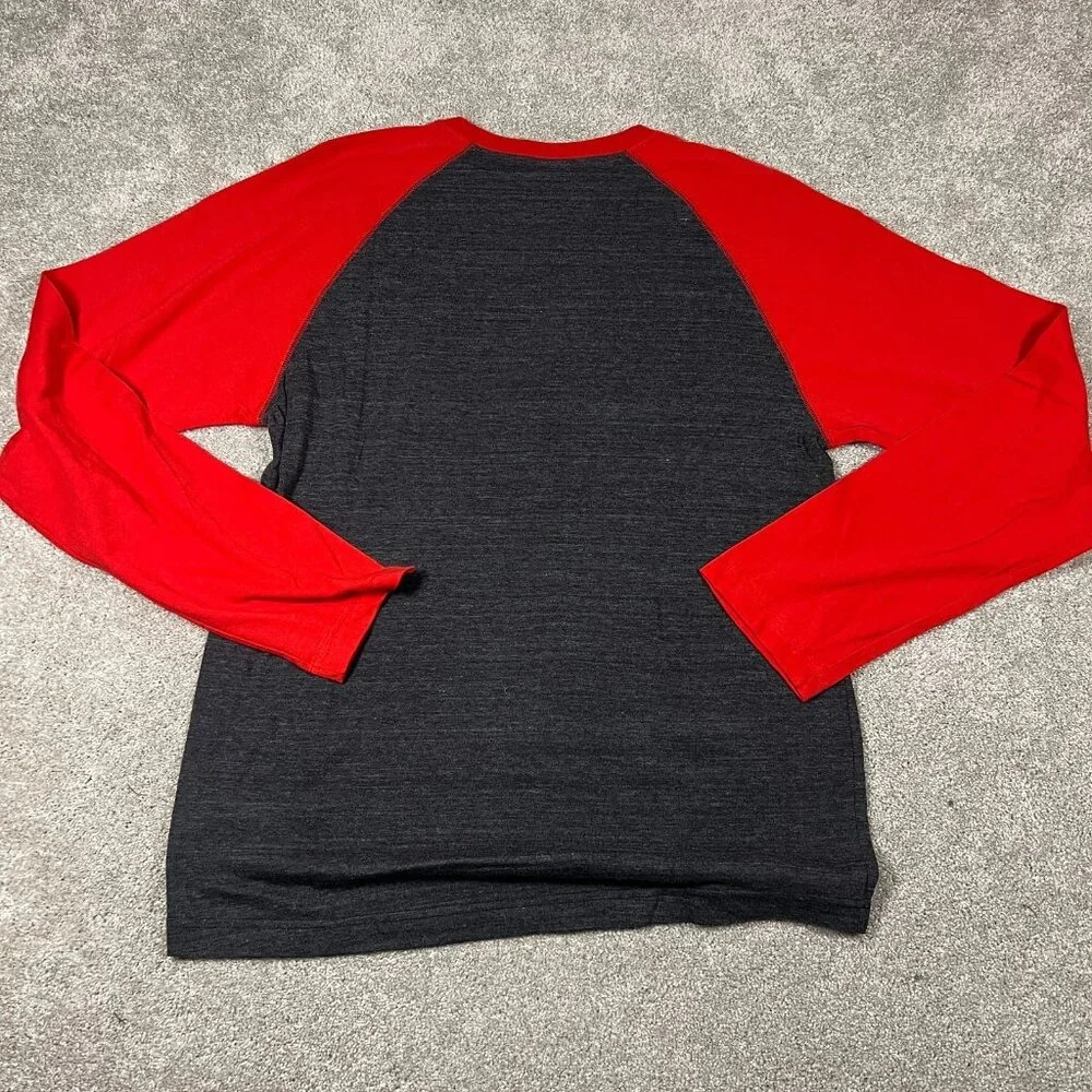 Adidas Mens Large Gray Red Calgary Flames Hockey‎ Club Raglan Sleeve T-Shirt NWT